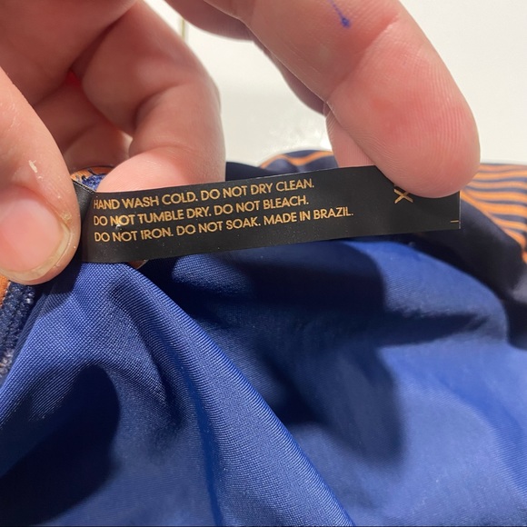 Vix Paula Hermanny Isabela Bia Gold & Blue Striped Bikini Brief Bottoms NWT XL - Picture 13 of 16